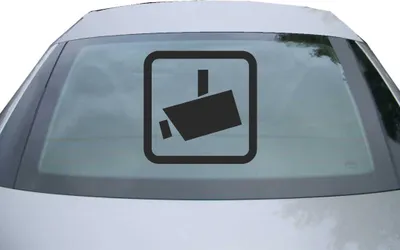 Produktbild von Indigos UG - Aufkleber Heckscheibe & Motorklappe DE2325 - schwarz - 600x600 mm - Videoüberwacht - Auto Scheiben Fenster Heckklappe Tuning Racing JDM - Die cut