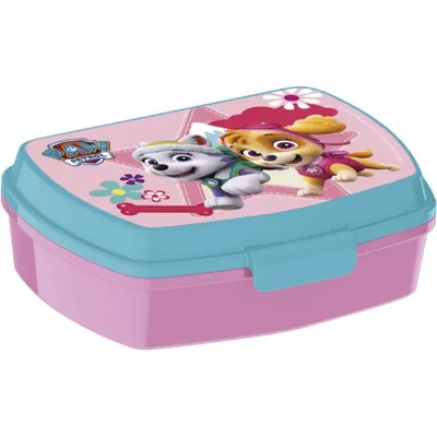 Imagen del producto de Lonchera de Paw Patrol, color lila/rosa, con motivos para niñas, de 17,5 x 14 x 6 cm
