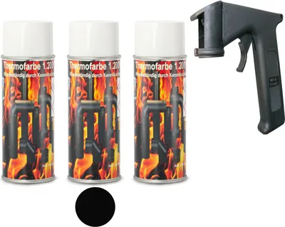 Produktbild von Ofenfarbe 1200 °C Spezial Ofenlack Thermofarbe Schwarz Spray mit Spraydosengriff
