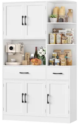 Produktbild von Küchenschrank Buffetschrank Weiß Sideboard mit 5 Türen 2 Schubladen 177 x 104 x 34 cm