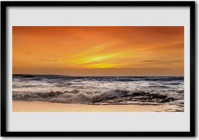 Produktbild von Bild 70x50 MDF-Rahmen Wandkunst Sun Sea Waves Landschaft