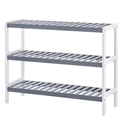 Zdjęcie produktu dla Bambusowy regał na buty 3 półki biało-szary 70x26x55 cm
