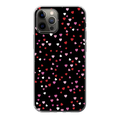 Produktbild von MuchoWow® Handyhülle Schutzhülle Hülle für iPhone 13 Pro Eine Illustration mit Herzen auf einem schwarzen Hintergrund Silikon Softcase Handy Hülle - Handy-Tasche