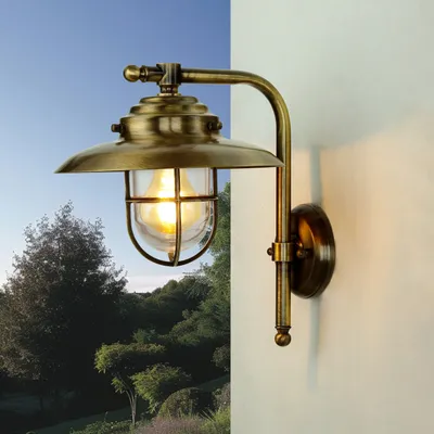 Produktbild von Außenwandleuchte E27 IP43 Terrasse Hof Echt-Messing Maritim Außenwandlampe