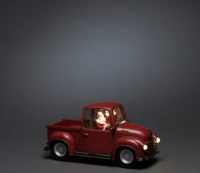 Produktbild von Konstsmide - LED "Pick-up mit Weihnachtsmann", wassergefüllt, rot, mit Weihnachtsmann als Fahrer, mit an/aus Schalter, 5h Timer, rot,batteriebetrieben,Innen, 3 warm weiße Dioden - 4384-550