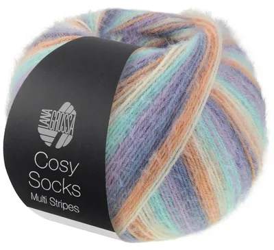 Produktbild von Lana Grossa - Cosy Socks Multi Stripes 0153 lavendel graublau lachs creme türkis