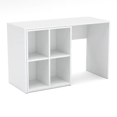 Image de STIV Meubles | Bureau + étagère 120x50x77 cm + 60x34x74 cm Blanc Mat | Bureau d'angle avec étagère polyvalente