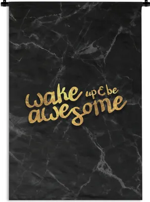 Produktbild von MuchoWow® Wandteppich Wandbehang Zitate - Cool - Gold - Schwarz 90x135 cm Tapisserie Dekoration Wandtuch - Baumwolle - Wandskulptur