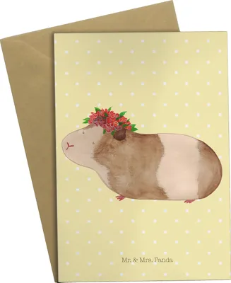 Produktbild von Mr. & Mrs. Panda neujahrskarte Meerschweinchen Weisheit - Gelb Pastell - Geschenk, Wunder, Motivation, Lustige Sprüche, Grußkarte, einladungskarten, Klappkarte, Realität