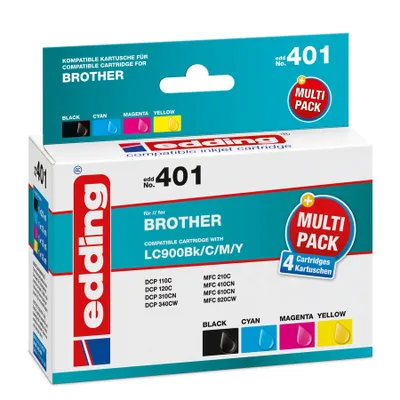 Produktbild von edding Tintenpatrone EDD-401 Multipack  Brother LC900