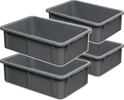 Produktbild von 4 Schwerlastbehälter, LxBxH 600 x 400 x 165 mm, grau, 30 Liter, lebensmittelecht