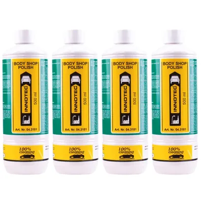 Immagine prodotto di 4 confezioni di INNOTEC Body Shop Polish da 500 ml – Trattamento preliminare e lucidante per superfici verniciate alterate dagli agenti atmosferici, leggermente danneggiate o levigate