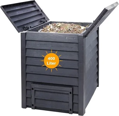 Produktbild von Thermo Wood Komposter 400 L, Komposter Garten aus Kunststoff anthrazit-braun, Thermokomposter, Composter Garten, Kompostierer Garten