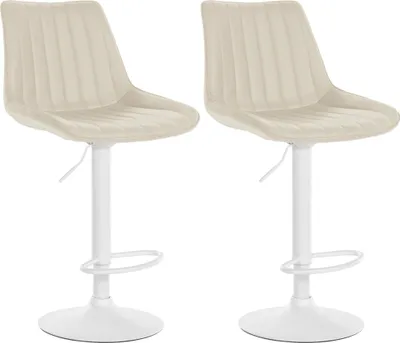 Produktbild von 2er Set Barhocker HLO-CP294 Kunstleder weiß  creme