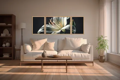 Image de Wallity, élégante décoration murale (3 pièces), 50 x 35 cm (2 pièces) et 50 x 70 cm (1 pièce) | 100 % MDF (3 mm) et cadre 100 % bois massif (2 cm) | Idéal pour des intérieurs élégants.