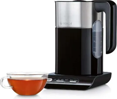 Obrázok produktu pre Bosch TWK8613, 1,5 L, 2400 W, Čierna, Nastaviteľný termostat, Indikátor úrovne vody, Zabezpečenie proti prehriatiu