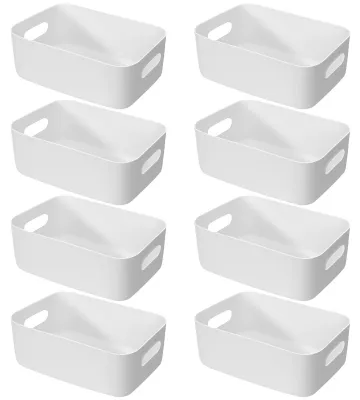 Zdjęcie produktu dla Wodoodporne pojemniki do przechowywania - kosze z uchwytami - 8 sztuk - organizer do kuchni/łazienki - 30x20x12 cm - wytrzymały plastik