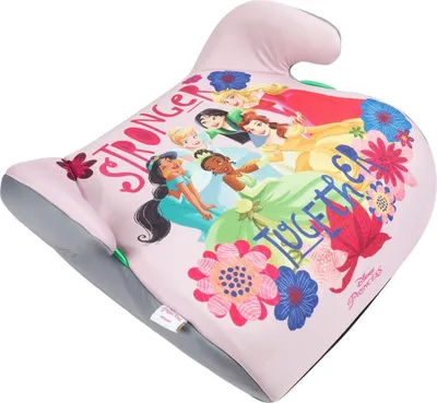 Obrázek produktu pro Podsedák Tataway Disney Princesses i-Size ECE R129. Podsedák pro děti s výškou 125 až 150 cm. Podsedák s grafikou princezen, sedačka pro děti na růžovém pozadí.