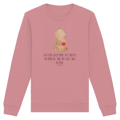 Produktbild von Mr. & Mrs. Panda Baumwoll Pullover Bär Morgenkaffee Größe XXL - Canyon Pink - Geschenk, für Partner, Mitbringsel, Sweatshirt, Valentinstag, Sweater, Hochzeitstag, Pulli