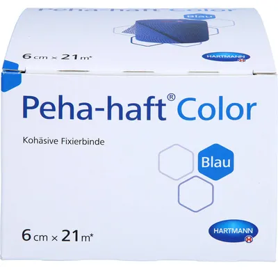 Produktbild von Peha-haft Color Fixierbinde latexfrei 6 cm x 21 m blau, 1 St. Binde