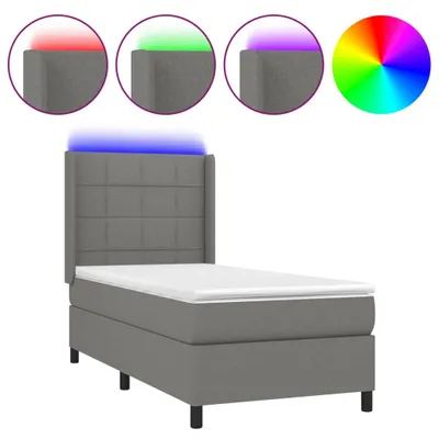 Obrázok produktu pre vidaXL Boxspring posteľ s matracom a LED Tmavo šedá 90x190 cm Látka