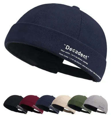 Immagine prodotto di Cappello da marinaio in cotone, unisex, regolabile, senza visiera, blu navy