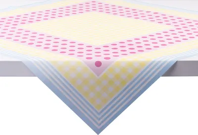 Produktbild von Sovie HOME Tischdecke Willi in Gelb-Rosa aus Linclass® Airlaid 80 x 80 cm, 1 Stück - Ornamente Karos Punkte