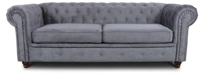 Produktbild von Sofa Chesterfield Asti 3-Sitzer, Couchgarnitur 3-er, Sofagarnitur, Couch mit Holzfüße, Polstersofa - Glamour Design (Grau (Capri 09))