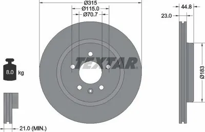 Produktbild von 2x TEXTAR Bremsscheibe 92305603 für OPEL INSIGNIA Caravan INSIGNIA CC 44 8mm 8kg
