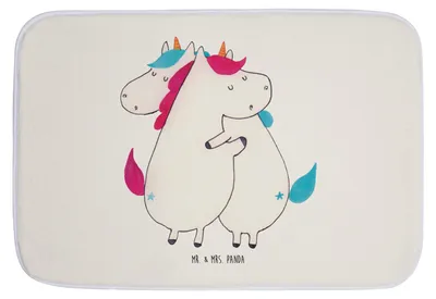 Produktbild von Mr. & Mrs. Panda Badezimmerteppich Einhörner Umarmen - Weiß - Geschenk, Freundin, Badezimmer Matte, Einhorn, Geschwister, Badteppich, duschmatte, Unicorn, Badematte