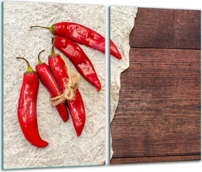 Produktbild von Herdabdeckplatten 2 teilig 30x52 Glaskeramikfeld Abdeckung Glas Chili