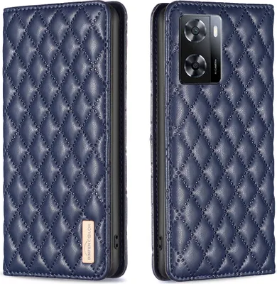 Produktbild von OPPO A57 4G Hülle, Elegant Bookstyle Flip Leder Kartenfächer Schutzhülle mit Ständer für OPPO A57 4G Blau