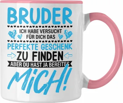Produktbild von Trendation - Geschenk für Bruder Tasse Geschenkidee von Schwester Lustiger Spruch Geburtstag Bruder (Rosa)