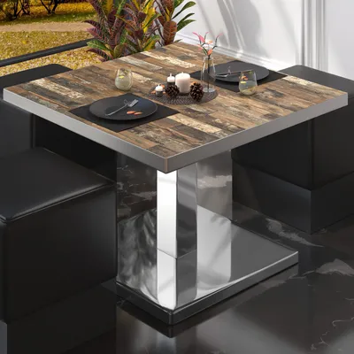Produktbild von BM | Bistro Loungetisch | B:T:H 80 x 80 x 41 cm | Vintage Old / Edelstahl | Bistro Tisch Loungetisch