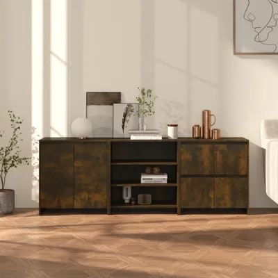Produktbild von vidaXL 3-tlg. Sideboard Räuchereiche Holzwerkstoff