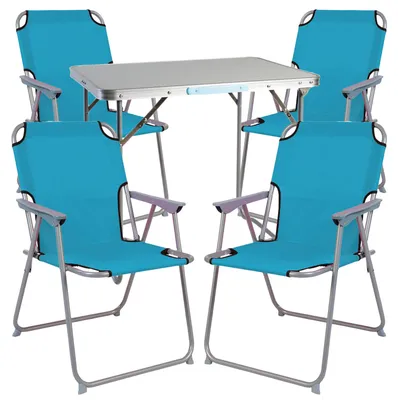 Image de ensemble de meubles de camping 5 pièces aluminium L70xB50xH59cm essence