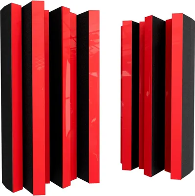 Imagen del producto de Conjunto de 6 difusores acústicos | Difusión y absorción de sonido en 2 dimensiones | 50x25 cm | Control de ruido y reducción de ecos | [Arto-HALF | Plástico rojo brillante]
