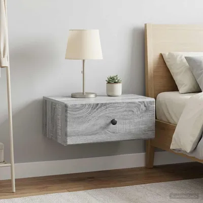 Zdjęcie produktu dla Maison Exclusive – szafka nocna do montażu na ścianie, 2 szt., szara Sonoma, 49 x 34,5 x 20 cm