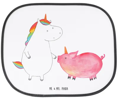 Produktbild von Mr. & Mrs. Panda Sonnenschutz Auto Einhorn Schwein - Weiß - Geschenk, autofenster, Unicorn, Freundin, Sonnenblende, Einhörner, seitenscheiben, Schweinchen, Autoscheibe