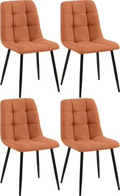 Produktbild von CLP 4er Set Esszimmerstuhl Tilde gepolstert mit Rückenlehne bis 150 kg belastbar orange Material Stoff