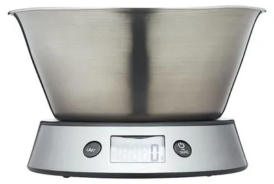 Digitale Küchenwaage mit Schüssel, 5 kg, Edelstahl, Silber