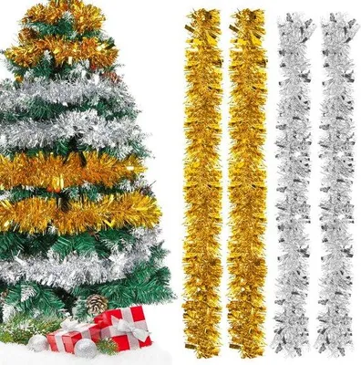 Produktbild von Lametta Weihnachtsgirlande 8 Meter - Gold und Silber