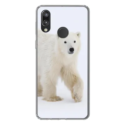 Produktbild von MuchoWow® Handyhülle Schutzhülle Hülle für Huawei P20 Lite (2020) Eisbär - Schnee - Weiß Silikon Softcase Handy Hülle - Kartenhalter