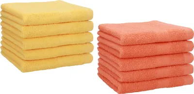 Produktbild von Betz 10 Stück Gästetücher 30x50 cm PREMIUM 100% Baumwolle Set Farbe: honiggelb und blutorange