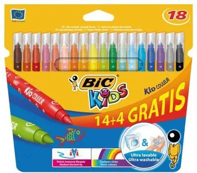 Produktbild von BIC Kid Couleur 14+4, Medium, Rundspitze, 2,8 mm, Mehrfarbig, Rund, Frankreich