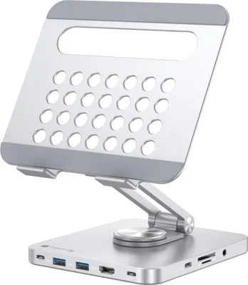 Obrázek produktu pro Techly ICA-TBL DOCK81, Stojan na tablet, Stříbrná, Hliník, 360°, USB 3.2 Gen 1 (3.1 Gen 1) Type-C, 5000 Mbit/s