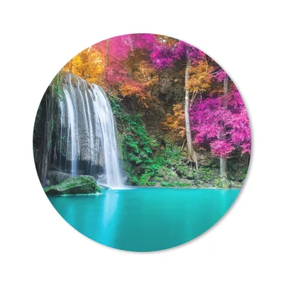 Produktbild von MuchoWow® Mauspad Mousepad Wasserfall - Bäume - Rosa - Braun - Natur 30x30 cm - Mousepads - Maus Mat - Pad - Mausunterlage - Tischunterlage - Schreibtischmatten