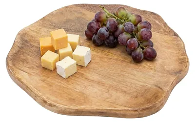 Image de 1.05 Assiette de service en bois de mangue, forme irrégulière, diamètre d'environ 30 cm, idéale pour la décoration et le service alimentaire