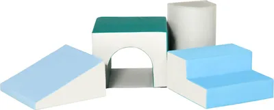 Produktbild von Bausteine Für Kinder 4Er-Set Schaumstoff-Bauklötze, Leicht Zu Reinigen, Weiche Füllung, Für 1-3 Jahre, Hellgrau+Blau+Grün