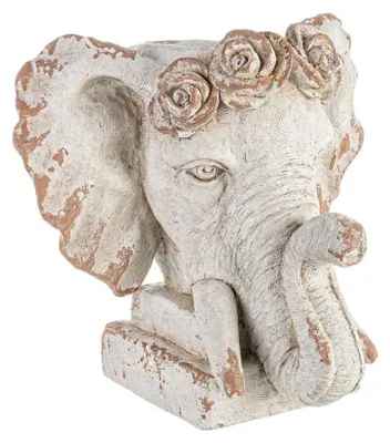Pflanzentopf Elefantenkopf 48 x 38 x 43 cm Magnesia Grau